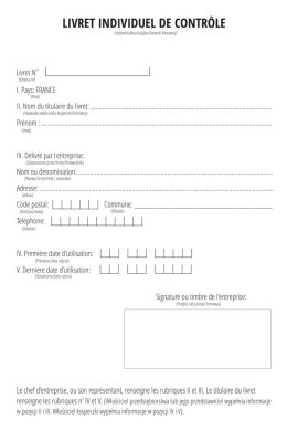 KSIĄŻKA CZASU PRACY KIEROWCY FRANCJA - LIVRET INDIVIDUEL DE CONTROLE