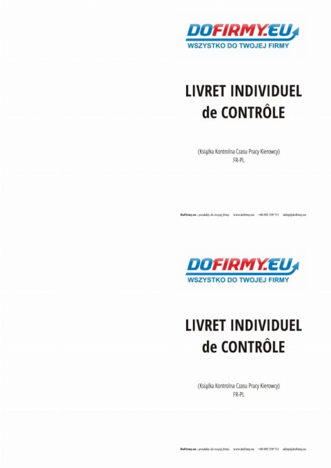 KSIĄŻKA CZASU PRACY KIEROWCY FRANCJA - LIVRET INDIVIDUEL DE CONTROLE