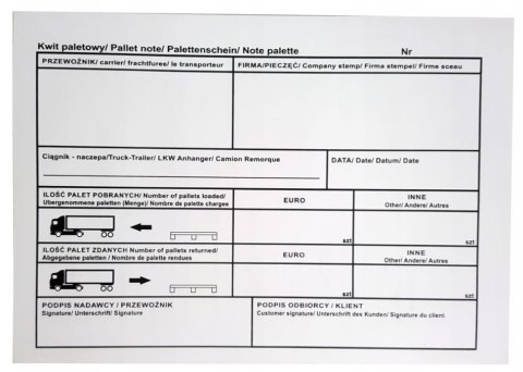 KWIT PALETOWY A5 100 KARTEK - SAMOKOPIUJĄCY