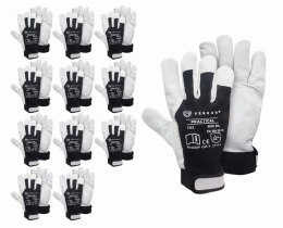 RĘKAWICE OCHRONNE TEKSON PRACTICAL 1252 SKÓRA KOZIA Z RZEPEM - 12 PAR (8 - M)
