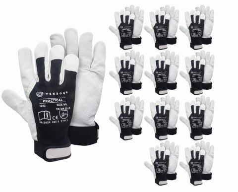 RĘKAWICE OCHRONNE TEKSON PRACTICAL 1252 SKÓRA KOZIA Z RZEPEM - 12 PAR (8 - M) RĘKAWICE OCHRONNE TEKSON PRACTICAL 1252 SKÓRA KOZIA Z RZEPEM - 12 PAR (8 - M)