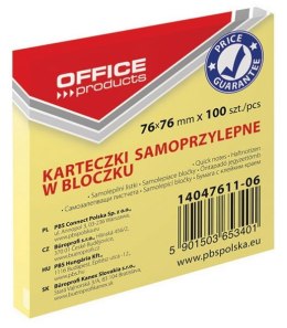BLOCZEK SAMOPRZYLEPNY OFFICE PRODUCTS 76x76MM x 100SZT. ŻÓŁTY
