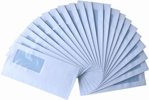 KOPERTA DL BIAŁA SK SAMOKLEJĄCA 110x220 MM - OKIENKO 90x45 MM - 100 SZT.
