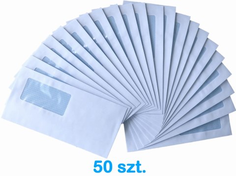 KOPERTA DL BIAŁA SK SAMOKLEJĄCA 110x220 MM - OKIENKO 90x45 MM - 50 SZT.