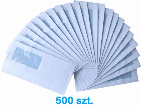 KOPERTA DL BIAŁA SK SAMOKLEJĄCA 110x220 MM - OKIENKO 90x45 MM - 500 SZT.