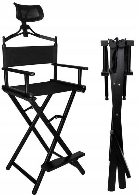 KRZESŁO DO MAKIJAŻU ALUMINIOWE Z ZAGŁÓWKIEM