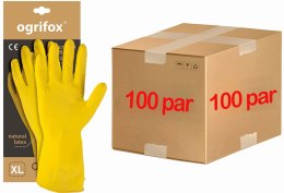 RĘKAWICE OCHRONNE GUMOWE FLOKOWANE / ŻÓŁTE / OX-FLOX - 100 PAR (10 - XL)