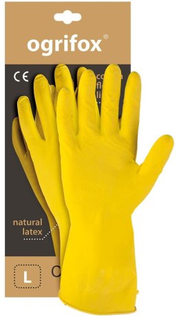 RĘKAWICE OCHRONNE GUMOWE FLOKOWANE / ŻÓŁTE / OX-FLOX (9 - L)