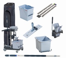 ZESTAW WÓZEK VOLEO PRO STANDARD (WIADRO 15L+20L + WOREK + PRASA + KIJ + UCHWYT + MOP)