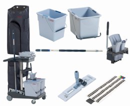 ZESTAW WÓZEK VOLEO PRO STANDARD (WIADRO 15L+20L + WOREK + PRASA + KIJ + UCHWYT + MOP)