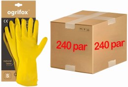 RĘKAWICE OCHRONNE GUMOWE FLOKOWANE / ŻÓŁTE / OX-FLOX - 240 PAR (7 - S)
