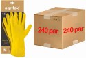 RĘKAWICE OCHRONNE GUMOWE FLOKOWANE / ŻÓŁTE / OX-FLOX - 240 PAR (8 - M)