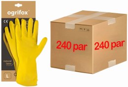 RĘKAWICE OCHRONNE GUMOWE FLOKOWANE / ŻÓŁTE / OX-FLOX - 240 PAR (9 - L)