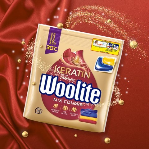 WOOLITE ŻELOWE KAPSUŁKI DO PRANIA Z KERATYNĄ DO KOLORÓW 33 SZT WOOLITE ŻELOWE KAPSUŁKI DO PRANIA Z KERATYNĄ DO KOLORÓW 33 SZT