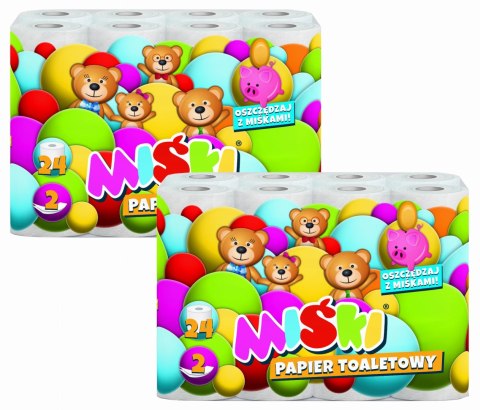 PAPIER TOALETOWY 24R MIŚKI 2W MIX - 48 ROLEK