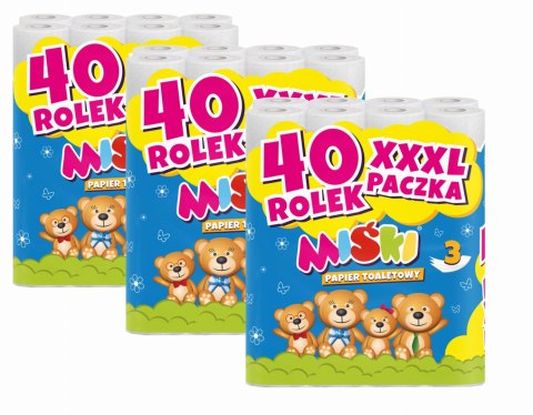 PAPIER TOALETOWY 40R MIŚKI 3W - 120 ROLEK PAPIER TOALETOWY 40R MIŚKI 3W - 120 ROLEK