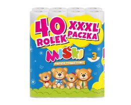 PAPIER TOALETOWY 40R MIŚKI 3W - 40 ROLEK