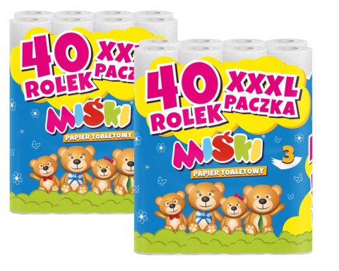 PAPIER TOALETOWY 40R MIŚKI 3W - 80 ROLEK PAPIER TOALETOWY 40R MIŚKI 3W - 80 ROLEK