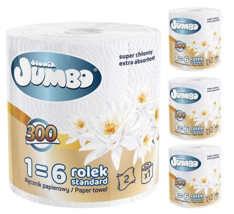 RĘCZNIK PAPIEROWY 1R SŁONIK JUMBO MAXI 300 LIST 2W - 4 SZT.