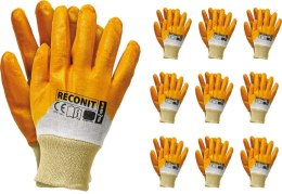 RĘKAWICE ROBOCZE / POMARAńCZOWE / RECONIT - 10 PAR (10 - XL)