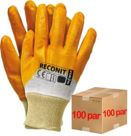 RĘKAWICE ROBOCZE / POMARAńCZOWE / RECONIT - 100 PAR (9 - L)