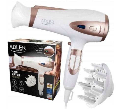 SUSZARKA DO WŁOSÓW BIAŁA 2200W ION + DYFUZOR ADLER AD 2248 SUSZARKA DO WŁOSÓW BIAŁA 2200W ION + DYFUZOR ADLER AD 2248