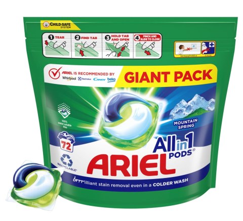 ARIEL KAPSUŁKI DO PRANIA ALL-IN-1 PODS MOUNTAIN SPRING DO BIAŁEGO 72 SZT. ARIEL KAPSUŁKI DO PRANIA ALL-IN-1 PODS MOUNTAIN SPRING DO BIAŁEGO 72 SZT.