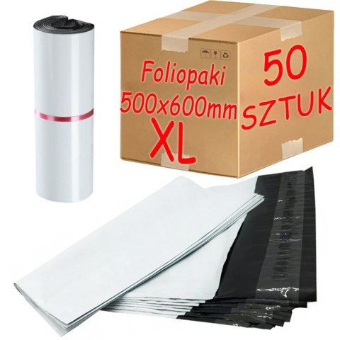 FOLIOPAKI KURIERSKIE BIAŁE XL 500x600MM - 50 SZT.