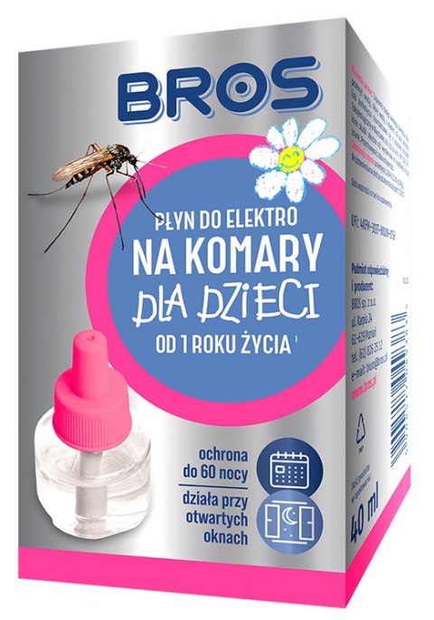 BROS - PŁYN DO ELEKTRO NA KOMARY DLA DZIECI OD 1 ROKU ŻYCIA - 60 NOCY BROS - PŁYN DO ELEKTRO NA KOMARY DLA DZIECI OD 1 ROKU ŻYCIA - 60 NOCY