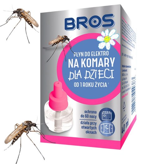BROS - PŁYN DO ELEKTRO NA KOMARY DLA DZIECI OD 1 ROKU ŻYCIA - 60 NOCY BROS - PŁYN DO ELEKTRO NA KOMARY DLA DZIECI OD 1 ROKU ŻYCIA - 60 NOCY