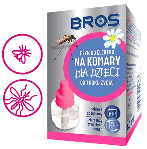BROS - PŁYN DO ELEKTRO NA KOMARY DLA DZIECI OD 1 ROKU ŻYCIA - 60 NOCY BROS - PŁYN DO ELEKTRO NA KOMARY DLA DZIECI OD 1 ROKU ŻYCIA - 60 NOCY