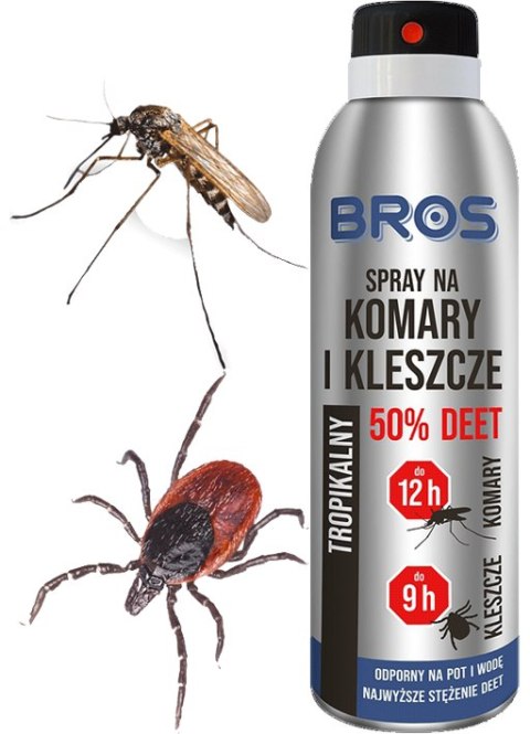 BROS - SPRAY NA KOMARY I KLESZCZE 50% DEET 90ML - 2 SZT. BROS - SPRAY NA KOMARY I KLESZCZE 50% DEET 90ML - 2 SZT.