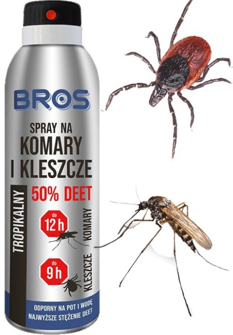BROS - SPRAY NA KOMARY I KLESZCZE 50% DEET 90ML - 2 SZT. BROS - SPRAY NA KOMARY I KLESZCZE 50% DEET 90ML - 2 SZT.