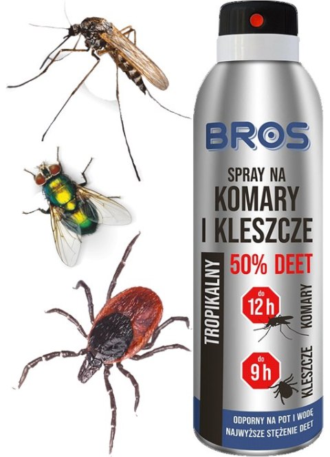 BROS - SPRAY NA KOMARY I KLESZCZE 50% DEET 90ML - 2 SZT. BROS - SPRAY NA KOMARY I KLESZCZE 50% DEET 90ML - 2 SZT.