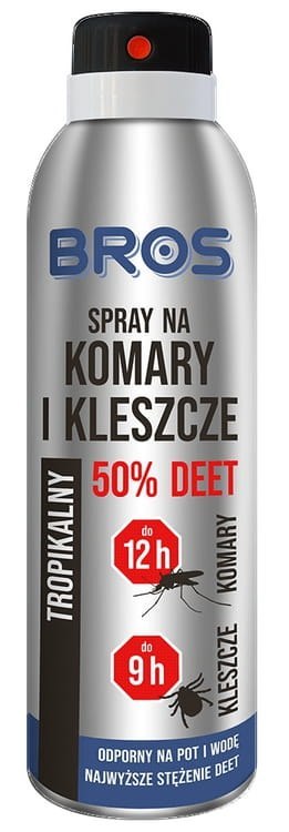 BROS - SPRAY NA KOMARY I KLESZCZE 50% DEET 90ML - 2 SZT. BROS - SPRAY NA KOMARY I KLESZCZE 50% DEET 90ML - 2 SZT.