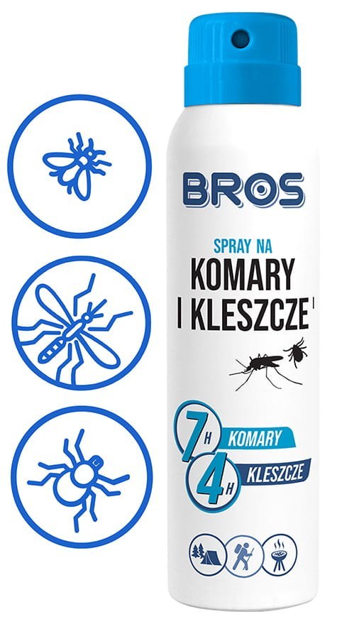 BROS - SPRAY NA KOMARY I KLESZCZE 90ML - 4 SZT. BROS - SPRAY NA KOMARY I KLESZCZE 90ML - 4 SZT.