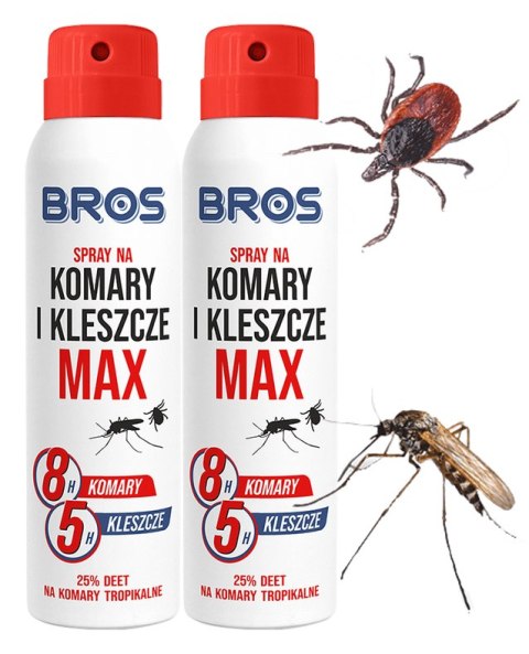 BROS - SPRAY NA KOMARY I KLESZCZE MAX 90ML - 2 SZT. BROS - SPRAY NA KOMARY I KLESZCZE MAX 90ML - 2 SZT.