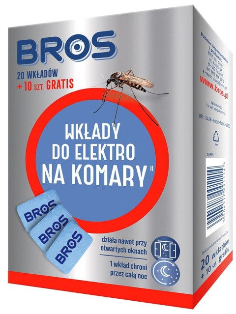 BROS - WKŁADY DO ELEKTRO NA KOMARY 20SZT + 10 WKŁADÓW GRATIS BROS - WKŁADY DO ELEKTRO NA KOMARY 20SZT + 10 WKŁADÓW GRATIS