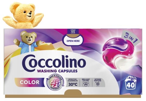 COCCOLINO COLOR KAPSUŁKI 3W1 DO PRANIA KOLOROWYCH TKANIN 40 PRAń COCCOLINO COLOR KAPSUŁKI 3W1 DO PRANIA KOLOROWYCH TKANIN 40 PRAń