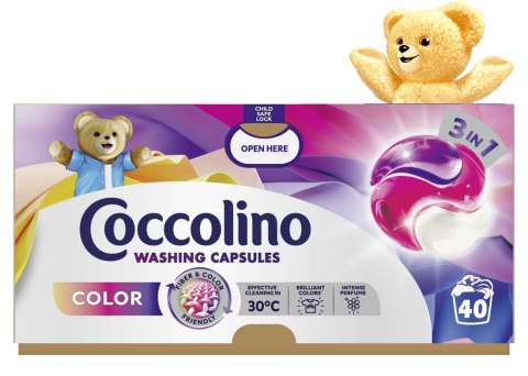COCCOLINO COLOR KAPSUŁKI 3W1 DO PRANIA KOLOROWYCH TKANIN 40 PRAń COCCOLINO COLOR KAPSUŁKI 3W1 DO PRANIA KOLOROWYCH TKANIN 40 PRAń