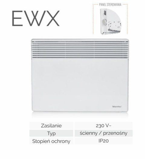 ELEKTRYCZNY GRZEJNIK NAŚCIENNY WARMTEC EWX-500W ELEKTRYCZNY GRZEJNIK NAŚCIENNY WARMTEC EWX-500W