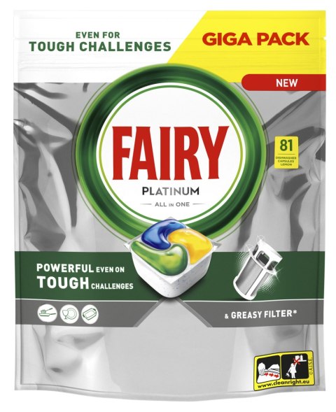 FAIRY KAPSUŁKI DO ZMYWARKI PLATINUM ALL IN ONE LEMON 81 SZT. FAIRY KAPSUŁKI DO ZMYWARKI PLATINUM ALL IN ONE LEMON 81 SZT.
