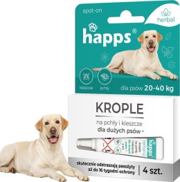 HAPPS HERBAL - KROPLE NA PCHŁY I KLESZCZE DLA DUŻYCH PSÓW 20 - 40KG 4SZT.