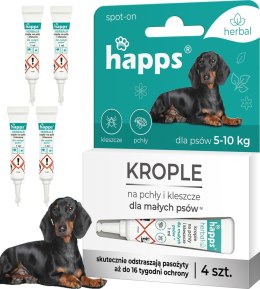 HAPPS HERBAL - KROPLE NA PCHŁY I KLESZCZE DLA MAŁYCH PSÓW DO 10KG 4SZT.