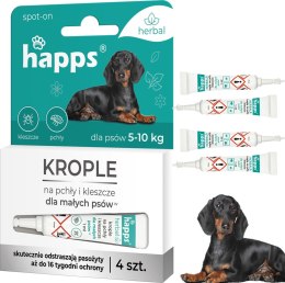 HAPPS HERBAL - KROPLE NA PCHŁY I KLESZCZE DLA MAŁYCH PSÓW DO 10KG 4SZT.