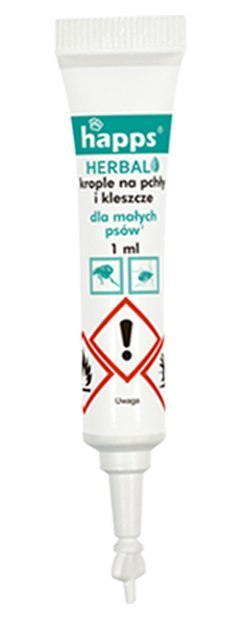 HAPPS HERBAL - KROPLE NA PCHŁY I KLESZCZE DLA MAŁYCH PSÓW DO 10KG 4SZT. HAPPS HERBAL - KROPLE NA PCHŁY I KLESZCZE DLA MAŁYCH PSÓW DO 10KG 4SZT.