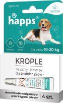 HAPPS HERBAL - KROPLE NA PCHŁY I KLESZCZE DLA ŚREDNICH PSÓW 10 - 20KG 4SZT.