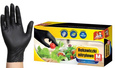 JAN NIEZBĘDNY RĘKAWICZKI NITRYLOWE CZARNE M 50SZT JAN NIEZBĘDNY RĘKAWICZKI NITRYLOWE CZARNE M 50SZT