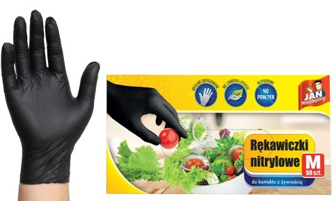 JAN NIEZBĘDNY RĘKAWICZKI NITRYLOWE CZARNE M 50SZT JAN NIEZBĘDNY RĘKAWICZKI NITRYLOWE CZARNE M 50SZT