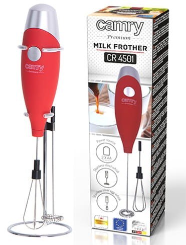 SPIENIACZ DO MLEKA Z MIESZADŁEM I STOJAKIEM CAMRY CR 4501 RED SPIENIACZ DO MLEKA Z MIESZADŁEM I STOJAKIEM CAMRY CR 4501 RED